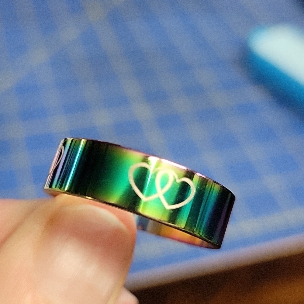 Heart Rainbow Size 13 Stainless Steel Ring